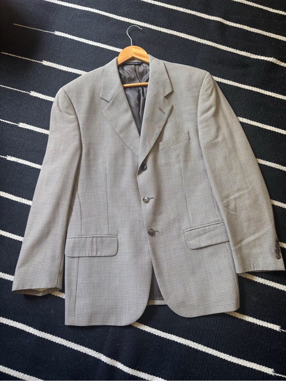 VTG 90s Burberry Wool Plaid Blazer Saks Fifth Avenue